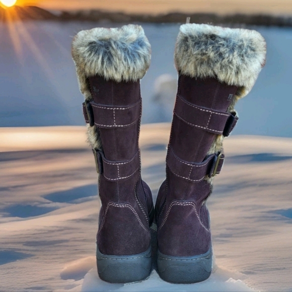 LL Bean Waterproof Nordic Tek 2.5 Insulate Plum Brown Suede Leather Boot Women 6 - Picture 4 of 9